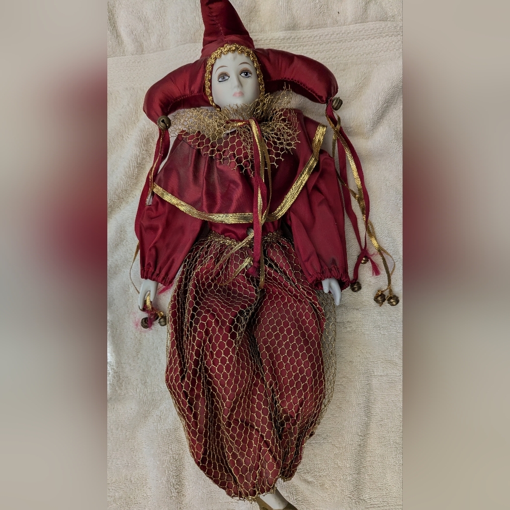 Vintage Court Jester Porcelain Doll